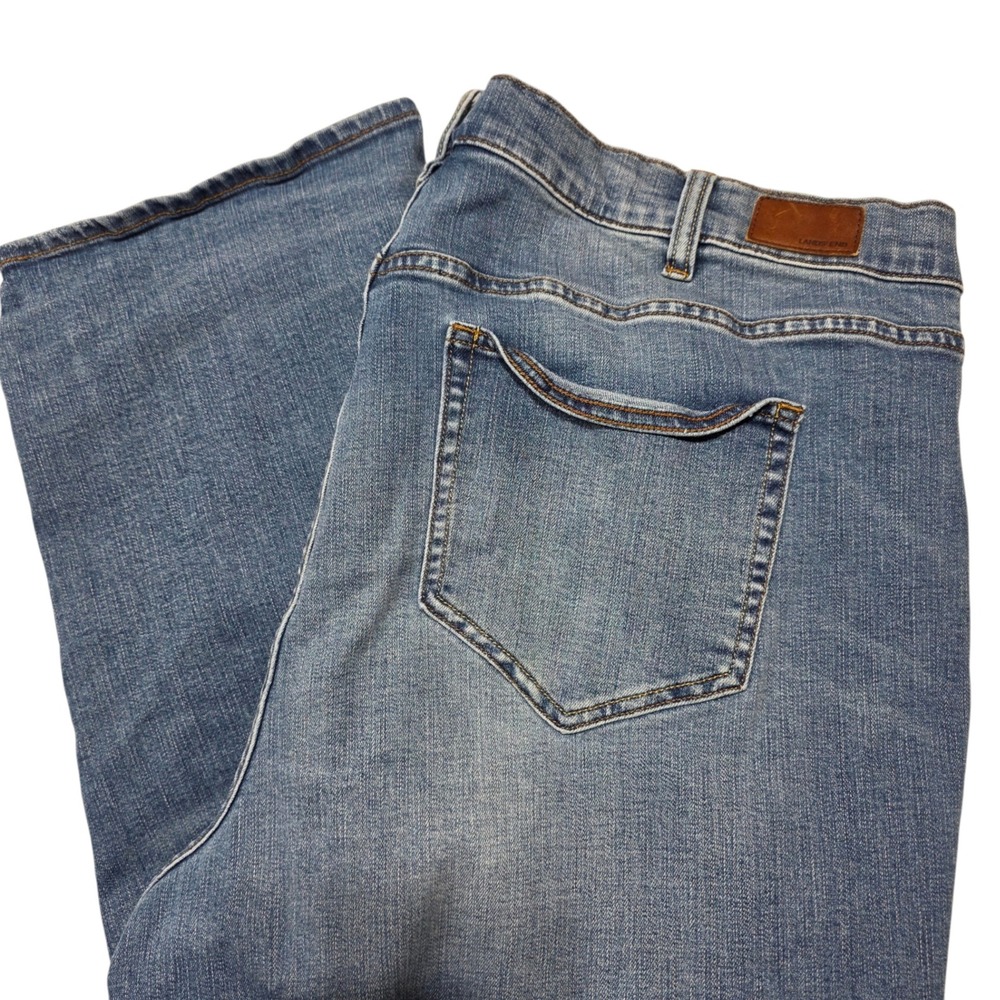 Lands End High Rise Stovepipe Ankle Jeans Womens 24W Blue Floral Embroidered